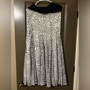 Lapis Black and White Animal Print A-Line Skirt